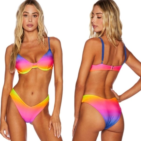 Beach Riot Camilla Top Vanessa Bottom in Hyper Ocean Sunset Bikini Set - Picture 1 of 6